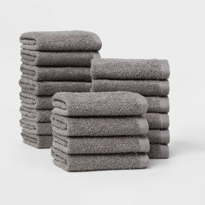 18pk Washcloth Set Light Gray - Room Essentials™