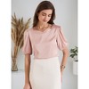 INSPIRE CHIC Women's Work Elegant Sweetheart Neck Half Puff Sleeve Office Work Satin Blouse - 2 of 4