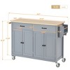 Rolling Kitchen Island Cart, with Wood Desktop, Cabinet and Drawers, Spice Rack, Towel Rack, Wine Rack, for Kitchen, Dining - 2 of 4