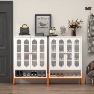 APRILSOUL 46.45"high foot double-sided mesh door shoe cabinet with movable double-layer partitions - 1 of 4