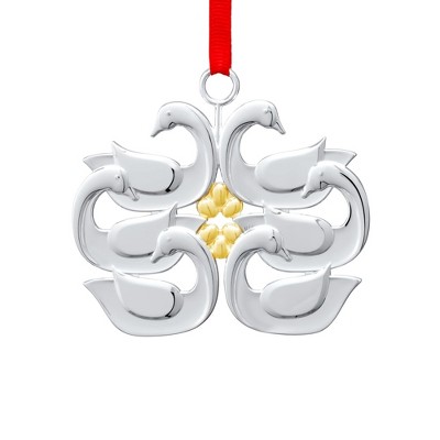 Nambe Twelve Days of Christmas Ornament Six Geese A Laying, Made of Silver and Gold Plate