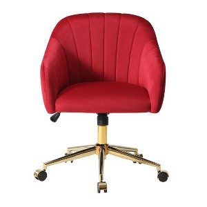 WestinTrends Phoebe Upholstered Velvet Swivel Vanity Office Chair With Wheels - 1 of 4