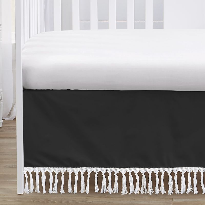 Sweet Jojo Designs Boy or Girl Gender Neutral Unisex Baby Crib Bed Skirt Bohemian Fringe Black and White, 4 of 5