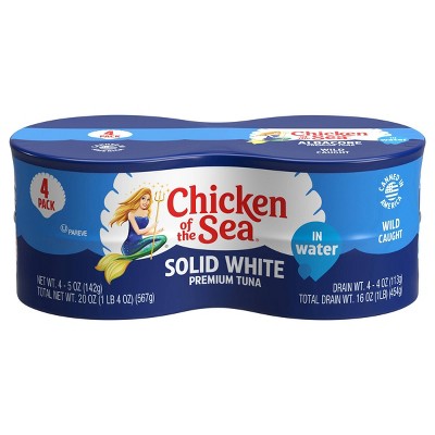 Chicken of the Sea Solid White Albacore Tuna in Water - 5oz/4ct