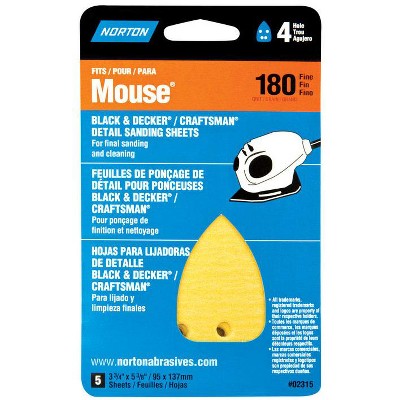 Norton 5-1/4 in. L X 3-3/4 in. W 180 Grit Aluminum Oxide Mouse Sandpaper 5 pk