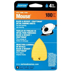 Norton 5-1/4 in. L X 3-3/4 in. W 180 Grit Aluminum Oxide Mouse Sandpaper 5 pk - 1 of 1