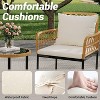 3 Piece Patio Bistro Set, Outdoor Wicker Apartment Balcony Furniture Sets, Rattan Table and Chairs Set of 2, Beige - 4 of 4