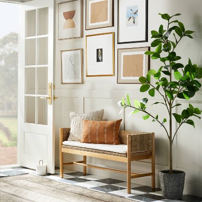 Elden Wood Bench with Woven Back and Loose Cushion Seat (FA) - Threshold™ designed with Studio McGee