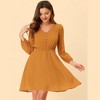 Allegra K Women's Swiss Dots Elastic Waist 3/4 Sleeve A-line Solid Flowy Chiffon Dress - 2 of 4