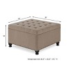 VYNXARIA Ottomans and Benches - 30"x30"x18" Large Square Storage Ottoman with Button Tufting and Nail Trim - 4 of 4
