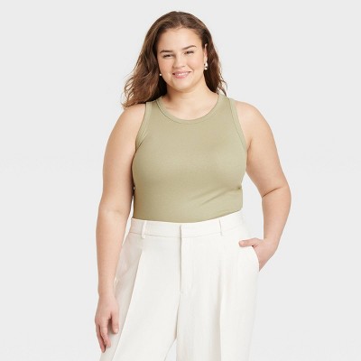 Women's Slim Fit Cropped Ribbed Tank Top - A New Day™