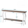 HDZNVF 70.9in Vintage French Console Table - Extra Long Sofa Table Behind Couch w/ 2 Shelves, White & Brown - 3 of 4