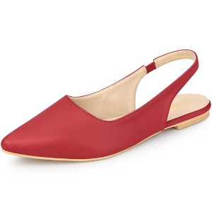 Allegra K Women's Faux Leather Pointed Toe Slip-On Slingback Flat Pumps - 1 of 4