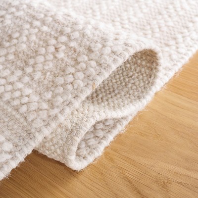 Ivory Flat Woven Handmade Wool Area Rug, 8' x 10'