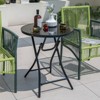 Tangkula 23 Inch Round Bistro Table Patio Folding Cocktail Table w/ Tempered Glass Tabletop Heavy-Duty Metal Frame - 3 of 4