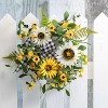 Sullivans Artificial Sunflower Gingham Wreath - 3 of 4