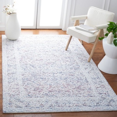Ivory and Red Hand-Tufted Wool Area Rug, 3' x 5'