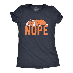 Womens Nope Corgi T shirt Funny Pet Lover Dog Mom T-Shirt Cool Graphic for Her - Crazy Dog Women's T Shirt - 1 of 4