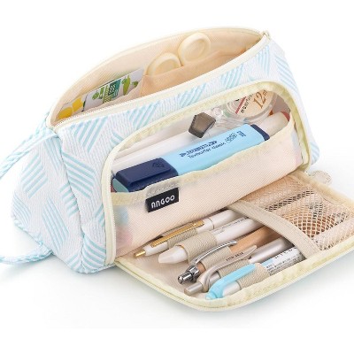 Fmeida Large Capacity Pencil Case Pouch School Supplies, Aesthetic Stationery Pen Case Bag for Girls Women-Khaki