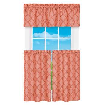Collections Etc 3-Piece Colby Woven Trellis Valance and Tier Set