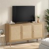SEVOBAL Utility Storage Cabinets Three Door Rattan Buffet Sideboard Natural Texture Hidden Storage Dining Living Entryway, Beige, 15"*42"*28" - 4 of 4