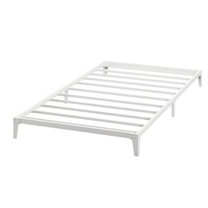 6" Low Profile Full/Twin/Queen Metal Platform Bed Frame, Heavy Duty Steel Slat Support, No Box Spring Needed, Black/White - 1 of 4