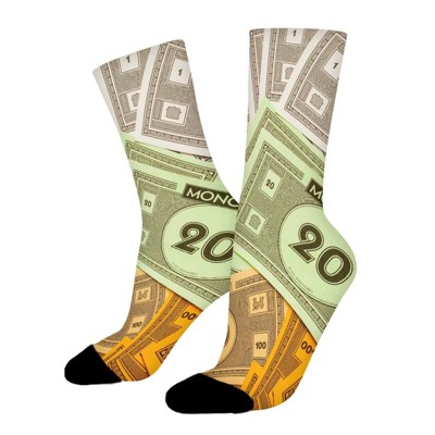 Monopoly Money Women Printed Crew Socks Funny Funky Socks Soft Polyester Novelty Gifts for Artists Men
