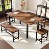 Acekool 5-Piece Dining Table, 63" Extendable Kitchen Table with 2 Benches and 2 Stools, Modern Dining Room Furniture, Easy Assembly, Black - 2 of 4