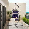 Outdoor Egg Chair, Hanging Egg Chair With Standing Seat, Armrest Cushion, Backrest, Metal Frame, Garden Rattan Egg Swing Chair - image 2 of 4