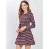 Allegra K Women's Vintage Plaid Houndstooth Long Sleeve Office Zip Front Flare Mini Dress - 2 of 4