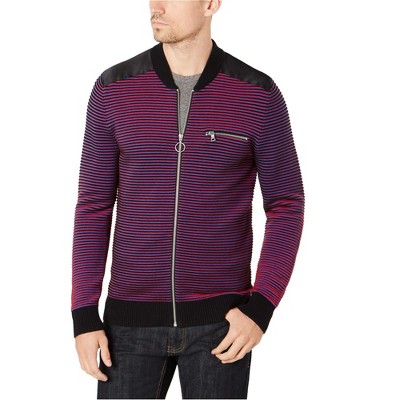 I.N.C International Concepts Mens Layered Stripes Knit Sweater, Multicoloured, Large
