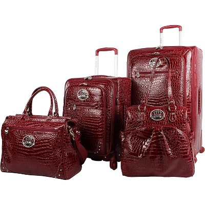 Kathy Van Zeeland Croco Luggage 4 Piece Softside Expandable Spinner