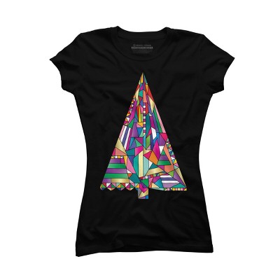 Junior's Design By Humans Christmas tree abstract By xgdesign T-Shirt