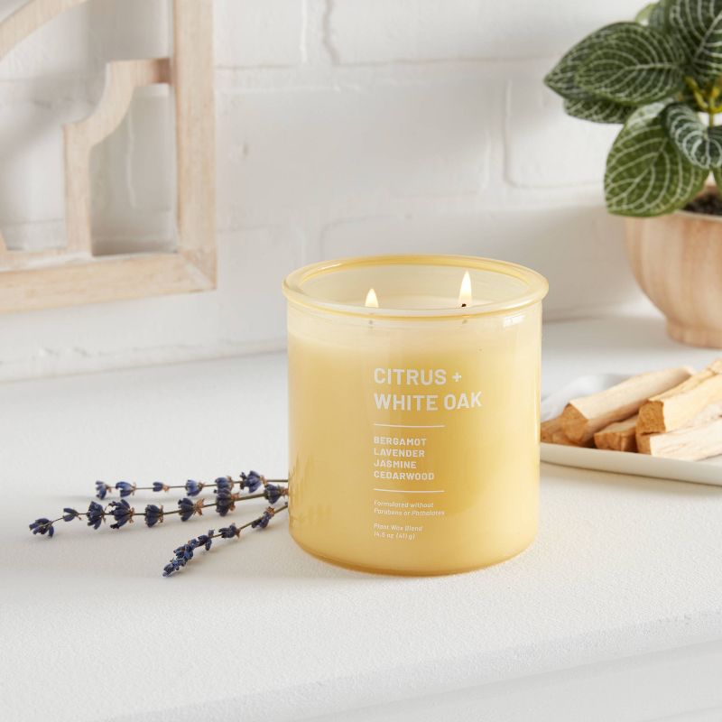 Tinted Glass Citrus + White Oak Jar Candle Light Yellow - Threshold™, 3 of 7