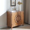 VYNXARIA Rustic Hand-Carved 2-Door Cabinet with Floral Design for Boho Decor - 3 of 4