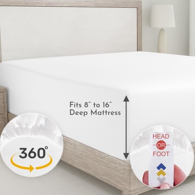 Bright White Luxurious Cotton Full Fitted Sheet with Deep Pockets