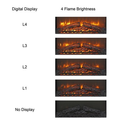 26 Inch Black Electric Fireplace Insert with Realistic Flame and Remote Control