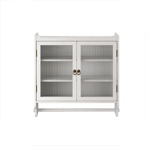 Chery Life 24.8" Vintage Double Glass Door Wall Cabinet with Three Tiers of Storage & Towel Rack - 1 of 4