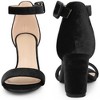 Perphy Women's Faux Velvet Ankle Buckle Strap High Chunky Heels Sandals - 2 of 4