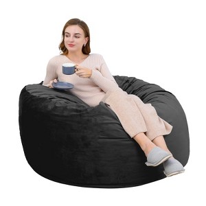 Giant Bean Bag Chair 4FT Round Beanbag with Velvet Cover, Big Bean Bags Furniture - 1 of 4