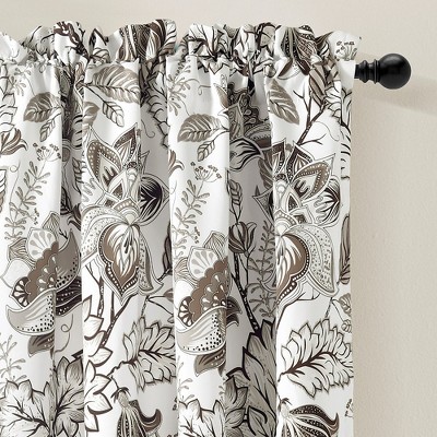 Neutral Floral Jacobean Polyester Blackout Window Panels 52"W x 84"L