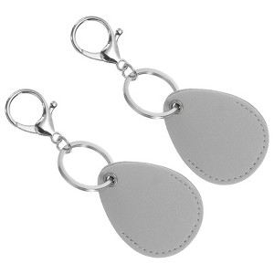 Unique Bargains PU Leather Keychain Holder ID Key Cards Key Fobs with Rings 2 Pcs - 1 of 4