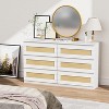 Rattan Dresser for Bedroom, 6 Drawer Dresser for Bedroom, Modern Wide Chest of Drawers with Anti-Tip Kit & Smooth Slide Rail, Wood Storage - 4 of 4