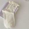 Anna-Kaci Women's 3-Pack Breathable Cotton Blend Socks with Ruffle Trim and Heart Embroidery - 2 of 4