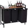 Laundry Sorter 2/3/4 Section, Laundry Hamper with Wheels, Pull-Out and Removable Oxford Fabric Bags, Dirty Clothes Hamper for Laundry Room, Black - 2 of 4