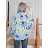 Coolmee Women's Floral Print Blouse Long Sleeve Button Down Shirts Casual Dressy Blouse Shirts Tops - 2 of 4
