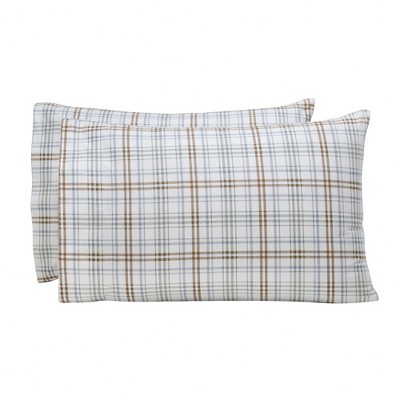 Plaid Flannel Cotton Classic Modern Farmhouse Pillowcases, Set of 2 by Blue Nile Mills
