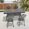 5-Piece Patio Set: Rectangle Table & 4 Chairs - Cast Aluminum, All-Weather/Umbrella Hole & Adjustable Legs for Balcony/Backyard - 3 of 4