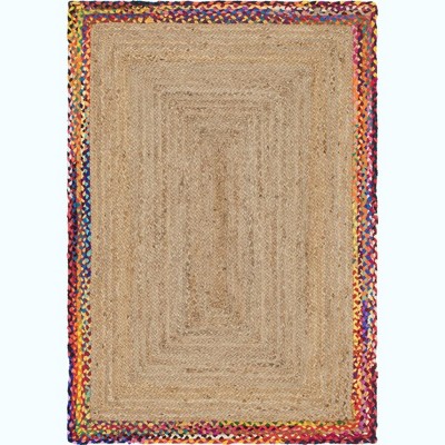 Handmade Rectangular Multicolor Jute and Cotton Area Rug