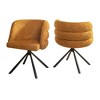 Gulches Set of 2 Orange Upholstered 270° Swivel Chairs Metal Base, Thickened High-Density Foam,Modern Style - 3 of 4